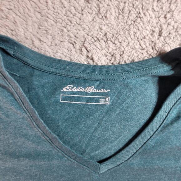 Eddie Bauer Womans‎ Medium vneck shirt blue green - Picture 2 of 6